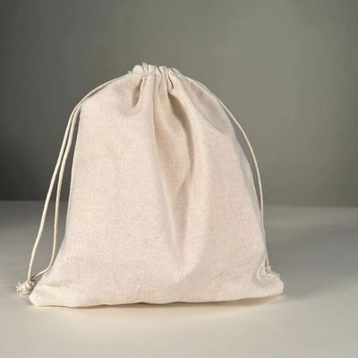 Logotipo personalizado Imprimido de lona orgánica de algodón de la bolsa de tira de la cuerda para la demanda de embalaje de joyería