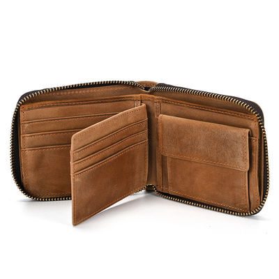 Cartera de cuero genuino para hombres con porta tarjeta bolso corto cartera de cremallera carteras para estándar