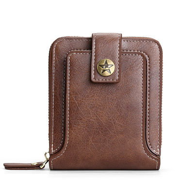 Cartera de cuero doble corta para hombres y mujeres Moneda de diseño Bolso de bolsillo de frente Cartera de bolsillo