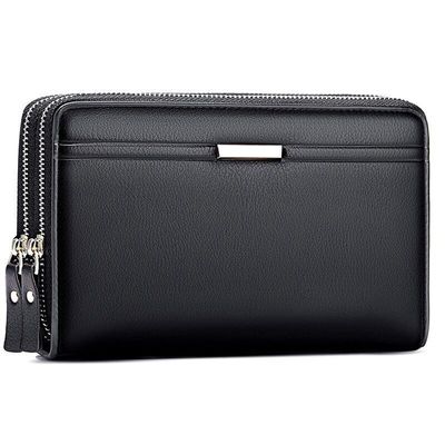 Cuero genuino bolsillo delantero de los hombres cartera de logotipo personalizado bolso delgado RFID bloqueador de tarjetas