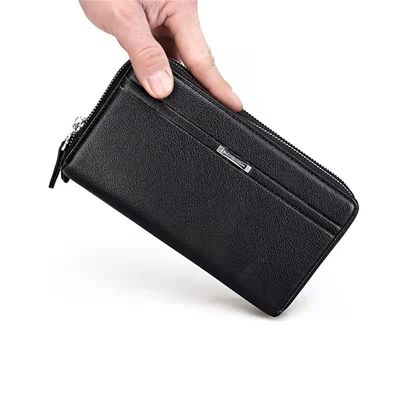 Cuero genuino bolsillo delantero de los hombres cartera de logotipo personalizado bolso delgado RFID bloqueador de tarjetas
