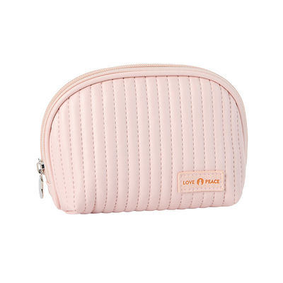 Logotipo de cuero bolsas cosméticas estilo pastel maquillaje organizador bolsas para cosméticos conveniencia