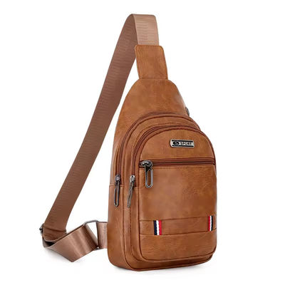 Logotipo personalizado de moda de PU de cuero para hombres bolsas de bolso de negocios para viajes al aire libre