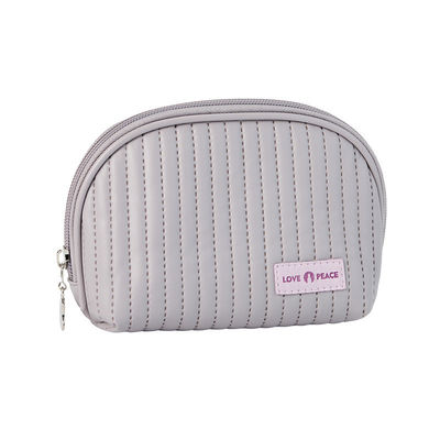 Logotipo de cuero bolsas cosméticas estilo pastel maquillaje organizador bolsas para cosméticos conveniencia