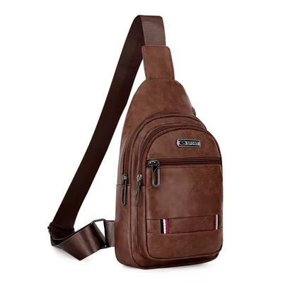 Logotipo personalizado de moda de PU de cuero para hombres bolsas de bolso de negocios para viajes al aire libre