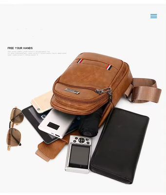 Logotipo personalizado de moda de PU de cuero para hombres bolsas de bolso de negocios para viajes al aire libre