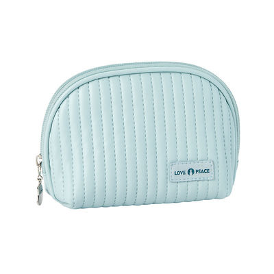 Logotipo de cuero bolsas cosméticas estilo pastel maquillaje organizador bolsas para cosméticos conveniencia