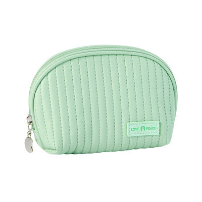 Logotipo de cuero bolsas cosméticas estilo pastel maquillaje organizador bolsas para cosméticos conveniencia