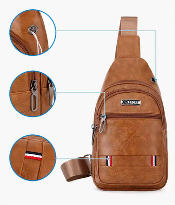 Logotipo personalizado de moda de PU de cuero para hombres bolsas de bolso de negocios para viajes al aire libre