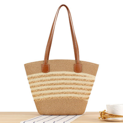 Bolso de paja grande de toque de mano de punto Marruecos Bolso de playa de hombro para el verano de las mujeres