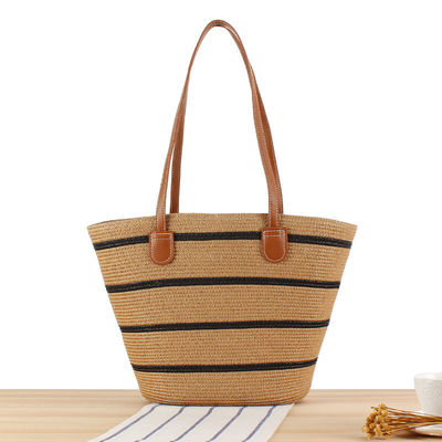 Bolso de paja grande de toque de mano de punto Marruecos Bolso de playa de hombro para el verano de las mujeres
