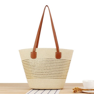 Bolso de paja grande de toque de mano de punto Marruecos Bolso de playa de hombro para el verano de las mujeres