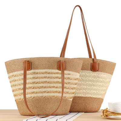 Bolso de paja grande de toque de mano de punto Marruecos Bolso de playa de hombro para el verano de las mujeres