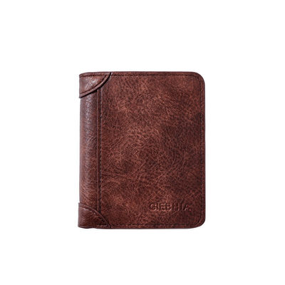 Cartera de cuero de grano completo para hombres Desmontable Bifold Crazy Horse Cartera en marrón retro