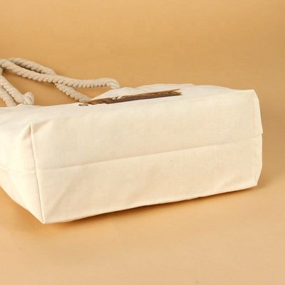 Cerradura abierta Unisex Gran Tote de algodón de paja con revestimiento impermeable y mangos de cuerda