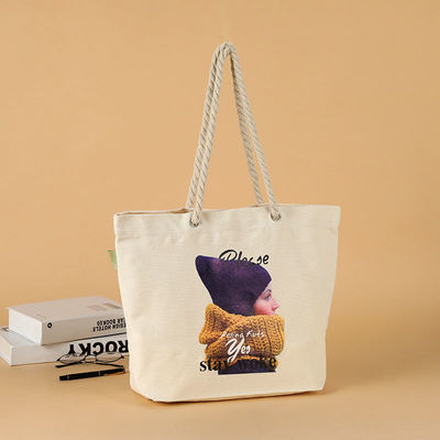 Cerradura abierta Unisex Gran Tote de algodón de paja con revestimiento impermeable y mangos de cuerda