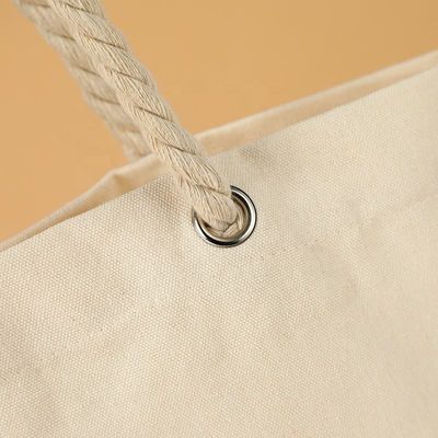 Cerradura abierta Unisex Gran Tote de algodón de paja con revestimiento impermeable y mangos de cuerda
