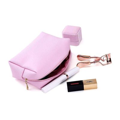 Maquillaje Bolsa cosmética no tejida Bolsa de cremallera duradera Lavable Eco amigable Rosa OEM / ODM