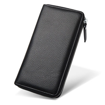 Bolso de cartera de cuero real para hombres delgado con logotipo personalizado de Customized