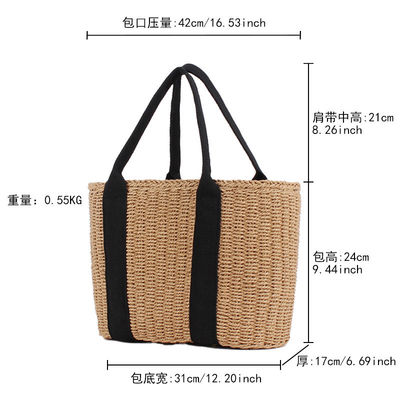 Bolso de compras de vacaciones para mujeres de Bali Bolso de paja hecho a mano con gran capacidad