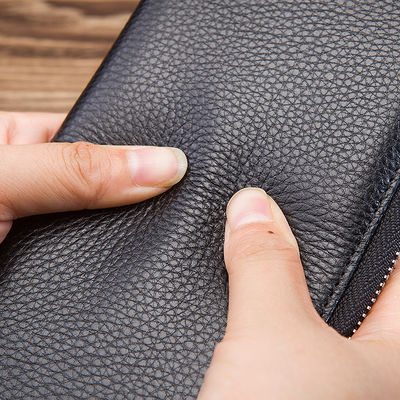 Bolso de cartera de cuero real para hombres delgado con logotipo personalizado de Customized