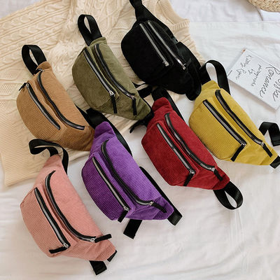 Bolso de cintura de corduroy unisex para correr y gimnasio con logotipo personalizado