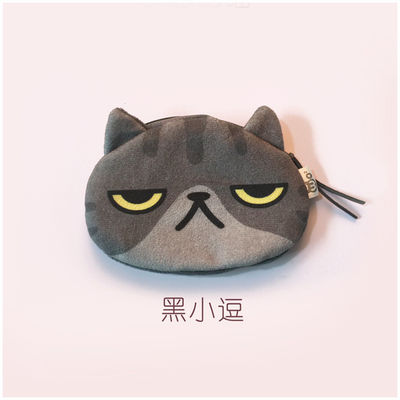 Moneda de gato unisex 3D Cartera Mini carisma bolso de peluche Bolso pequeño en forma de animal con material de revestimiento de lino