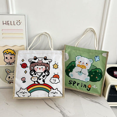 2024 Bolso de hombro de dibujos animados personalizados para niños para playa, ocio, viajes, lienzo, bolso de toque