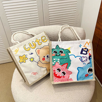 2024 Bolso de hombro de dibujos animados personalizados para niños para playa, ocio, viajes, lienzo, bolso de toque