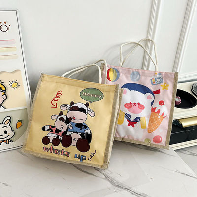 2024 Bolso de hombro de dibujos animados personalizados para niños para playa, ocio, viajes, lienzo, bolso de toque