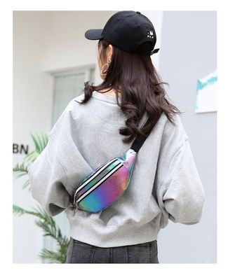 Bolso de cintura de PU láser neutro de género Bolsos para mujeres y niñas