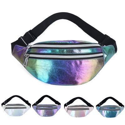 Stylish Color personalizado Holográfico Fanny Pack Bolsa de cintura para niñas Laser PU Material