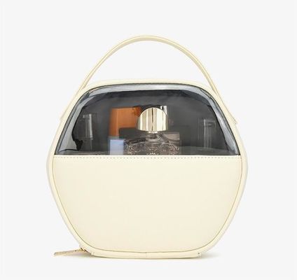 Cuero PU transparente Logotipo personalizado maquillaje de belleza Bolso cosmético de viaje Cosméticos convenientes