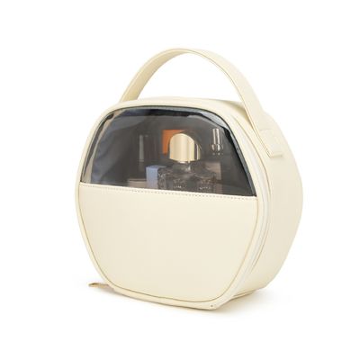 Cuero PU transparente Logotipo personalizado maquillaje de belleza Bolso cosmético de viaje Cosméticos convenientes