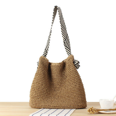 Bolso de hombro con trenza de paja de estilo coreano para mujeres con correa anudada de playa