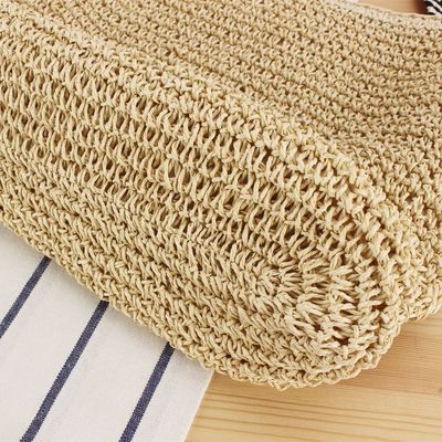 Bolso de hombro con trenza de paja de estilo coreano para mujeres con correa anudada de playa