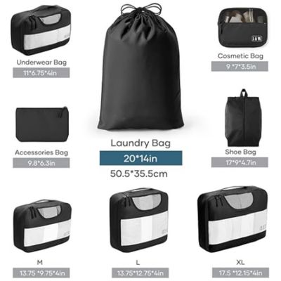 Logotipo personalizado Acceptado Bolsas de viaje unisex 8 Conjunto de cubos de embalaje con bolsa de ropa y almacenamiento