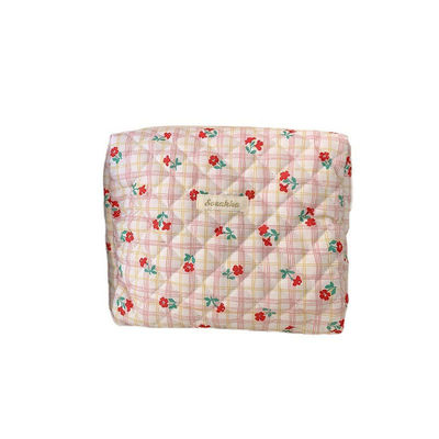 Bolso de maquillaje de algodón con colchoneta a medida Bolso de higiene artesanal de moda con cierre de cremallera