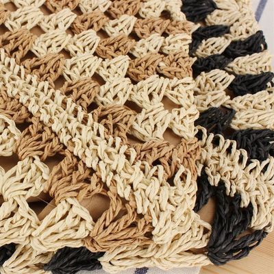Bolso de playa tejido a mano ecológico para mujeres con diseño floral hueco y correa de cuero PU