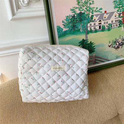 Bolso de maquillaje de algodón con colchoneta a medida Bolso de higiene artesanal de moda con cierre de cremallera