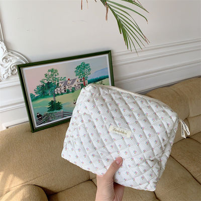Bolso de maquillaje de algodón con colchoneta a medida Bolso de higiene artesanal de moda con cierre de cremallera