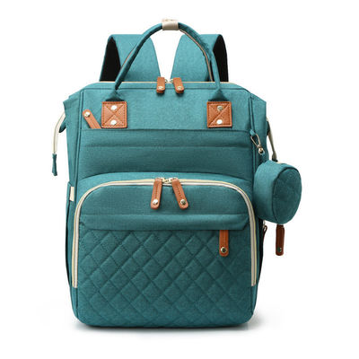 Logotipo personalizado Mommy Baby Bag Mochila de pañales con cuna de viaje y estación de cambio