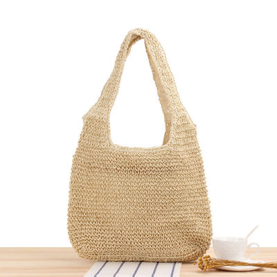 Bolso de paja tejido a mano de un hombro para viajes de mujeres y salidas a la playa