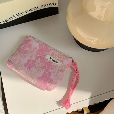 Maquillaje para viajes Bolsa de maquillaje cosmética Bolsa de maquillaje de lienzo de algodón personalizada Bolsa de aseo Floral Bolsa de maquillaje