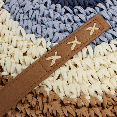 Verano medio redondo estilo étnico montura paja tejida de playa bolso de ratán hecho a mano para unisex
