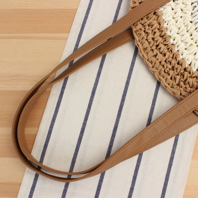 Verano medio redondo estilo étnico montura paja tejida de playa bolso de ratán hecho a mano para unisex