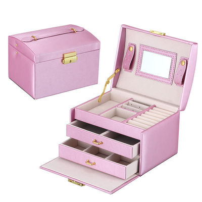 Cajas de joyería de viaje con gran almacenamiento en cuero de PU