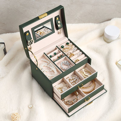 Cajas de joyería de viaje con gran almacenamiento en cuero de PU