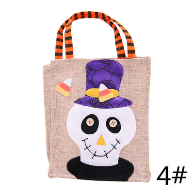 Cerradura abierta Reutilizable Halloween Calabaza Bruja Esqueleto de lino bolso para la colección de dulces