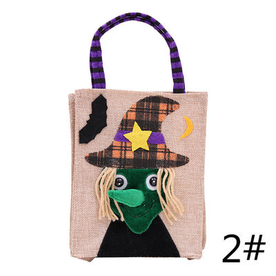 Cerradura abierta Reutilizable Halloween Calabaza Bruja Esqueleto de lino bolso para la colección de dulces